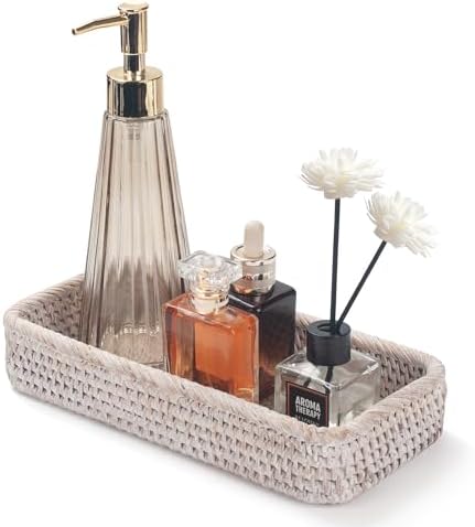 Rattan Bathroom Vanity Tray, Toilet Tank Tray, Toilet Basket Tank