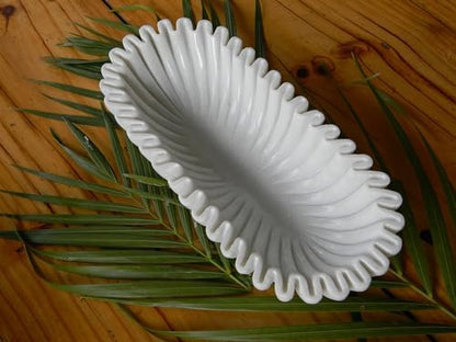 Handcrafted Decorative Marble Scallop Bowl - White Decorative Ruffle