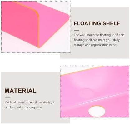 VILLCASE 2pcs Acrylic Wall Mounted Floating Shelf Keys and Small