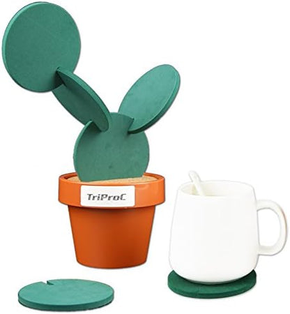 TriPro Creative Cactus Coasters Set of 6 with Holder — Fun &