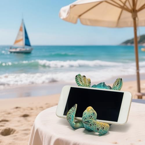 Hodao Sea Turtle Cell Phone Stand, Turtle Figurine for Ocean Beach