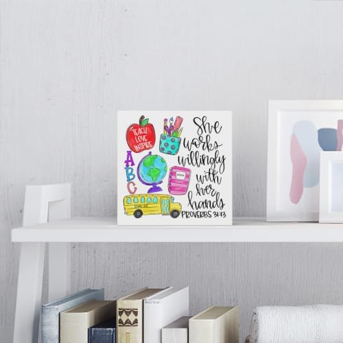 Teacher Desk Decor, Christian Wooden Box Sign Teacher Appreciation