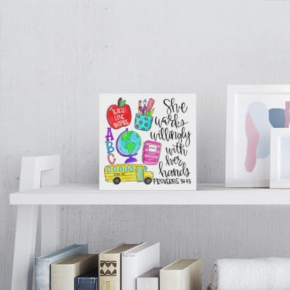 Teacher Desk Decor, Christian Wooden Box Sign Teacher Appreciation