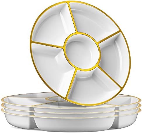Plasticpro 6 Sectional Round Plastic Serving Tray/Platter