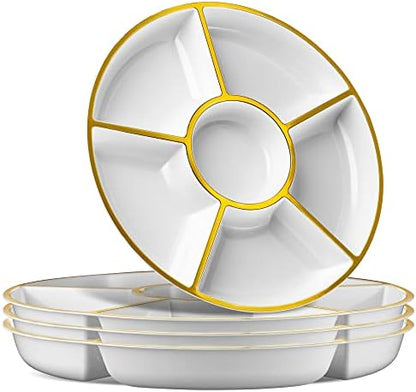 Plasticpro 6 Sectional Round Plastic Serving Tray/Platter