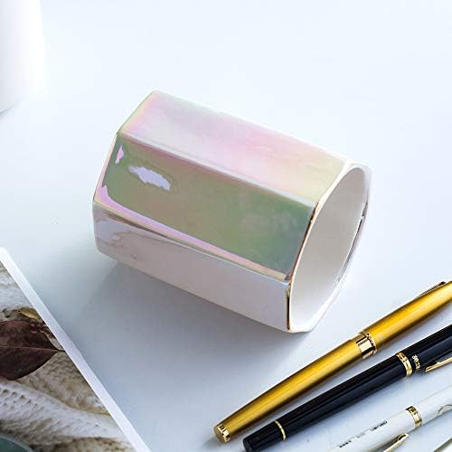 Ceramic Desk Iridescent Pen Holder Stand Cute Pencil Cup Pot Desk