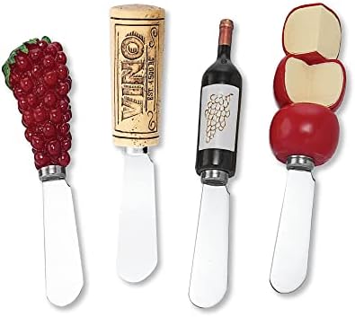 Supreme Housewares Vino Cheese Spreaders, Hand-Painted Resin Handles