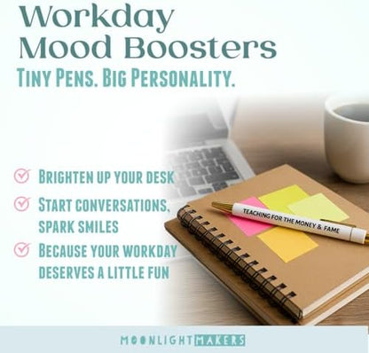 Moonlight Makers Ballpoint Pens Black Ink, Set of 5, Adulting in