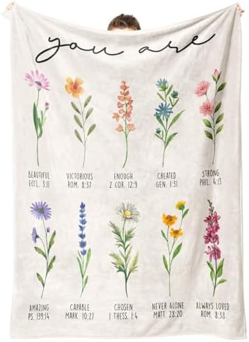 Christian Gifts for Women Birthday, Christian Blanket with Flowers