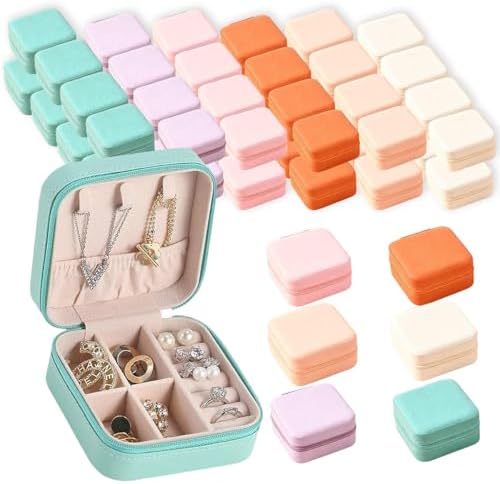 48 Pcs Mini Jewelry Travel Case Multi-Color for Rings Earrings,Wedding