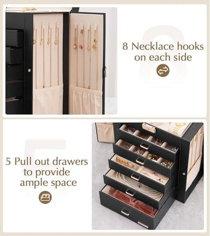 Homde Jewelry Box Large for Women: 6 Layers Organizer with 5 Drawers