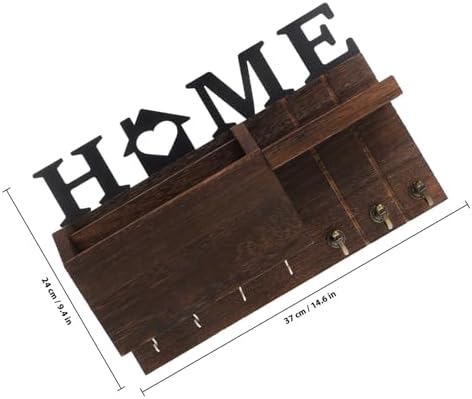 Wood Mail and Key Holder Wall Mounted Organizer with Multiple Hooks