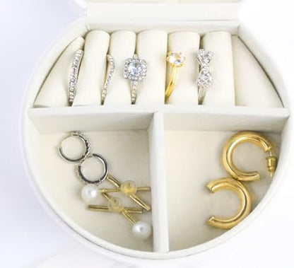 Travel Jewelry Case, Elegant Half-Moon Design with Golden Accents