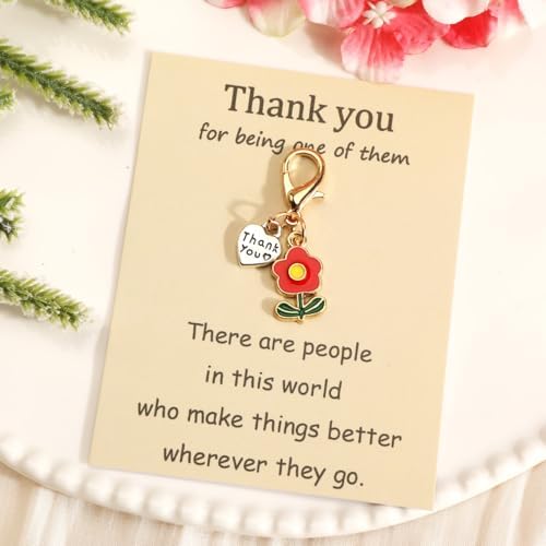 Thank You Keychain with Flower Appreciation Message Card Keycharm for