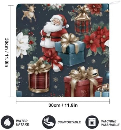Christmas Santa Gift Hand Towels 11.8X11.8In