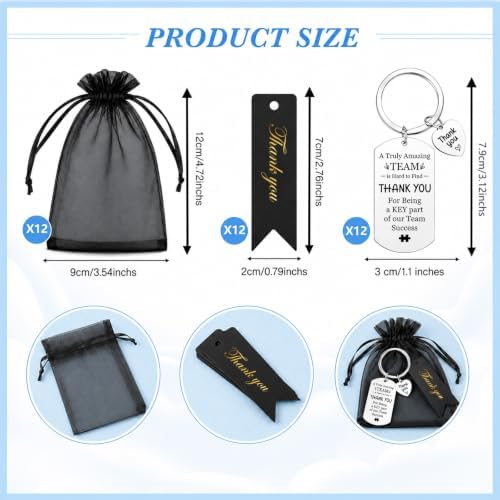 12 Pcs Team Appreciation Gifts Bulk for Coworker Staff Keychains
