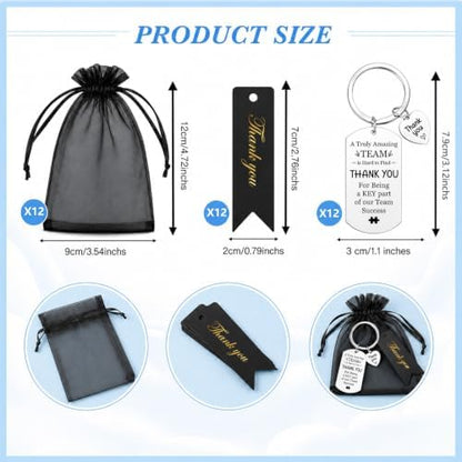 12 Pcs Team Appreciation Gifts Bulk for Coworker Staff Keychains
