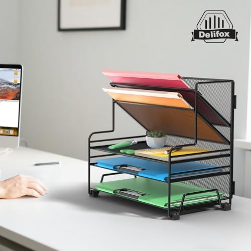 Desk File Organizer, 3-Tier Letter Tray Paper Organizer and 2-Pocket