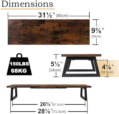 TEAMIX 31.5 inch Dual Monitor Stand Riser, TV Riser, Wood Desk
