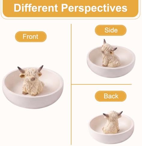 Highland Cow Ring Holder Gifts for Women, Jewelry Dish Bathroom Decor