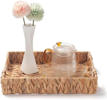 Water Hyacinth Rectangular Serving Tray for Coffee Table Natural