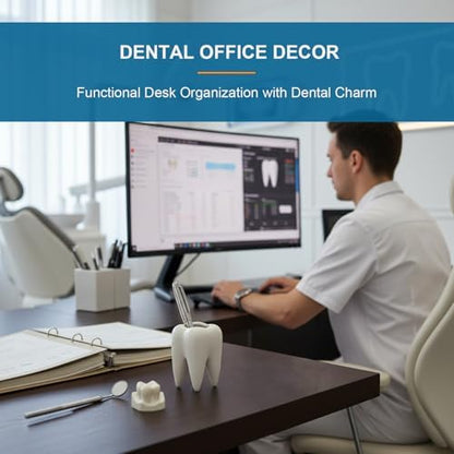 ComSaf Tooth Pen Holder, Ceramic Pencil Cup Gift for Dental Office