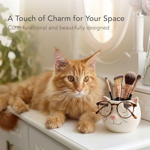 White Cat Eyewear Holder, Multi-Purpose Accessories for Makeup and