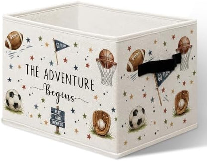 Baby Boy Sports Theme Storage Box Organizer Bins for Boys Bedroom