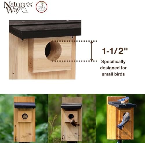 Nature’s Way Cedar Bluebird House for Outdoor Nesting, Predator Guard