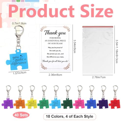 40 Sets Team Appreciation Gifts for Employees, Puzzle Piece Keychain