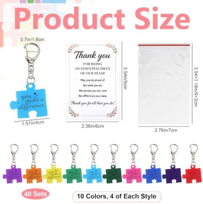40 Sets Team Appreciation Gifts for Employees, Puzzle Piece Keychain