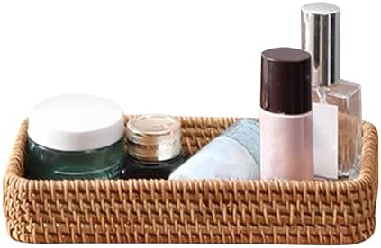 Small Wicker Tray, Rattan Tray Basket for Remotes, Keys