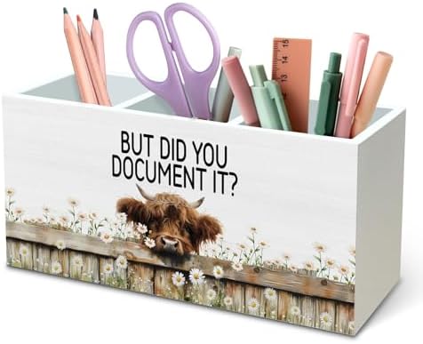 DILSJ Funny Highland Cow Office Pen Pencil Holder Organizer for Desk
