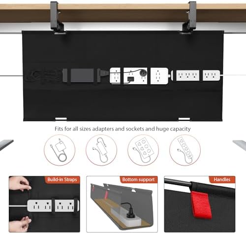 Univivi No Drill Under Desk Cable Management Tray, 36 inch Cable