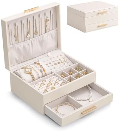 Lolalet 2-Layer Jewelry Box Organizer for Women Girls Room Decor