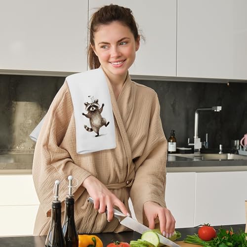Funny Raccoon Bathroom Hand Towels, Raccoon Lover Gifts, Humor Bathing