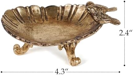 NIKKY HOME Vintage Bird Ring Holder Jewelry Tray, Small Gold Trinket