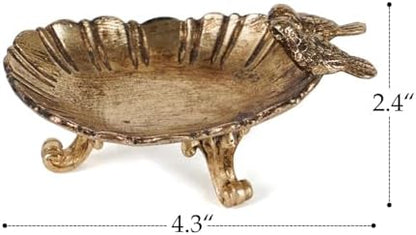 NIKKY HOME Vintage Bird Ring Holder Jewelry Tray, Small Gold Trinket