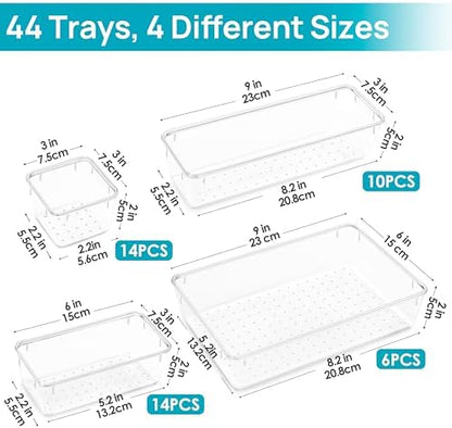 Vtopmart 44 PCS Clear Plastic Drawer Organizers Set, Vanity Organizer