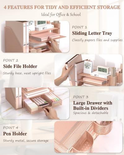 WALI Desk File Organizer, 4 Tier Desktop Paper Letter Tray Organizer
