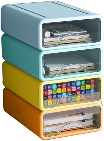 Desk Organizer with Drawers, Stackable Storage Drawers with