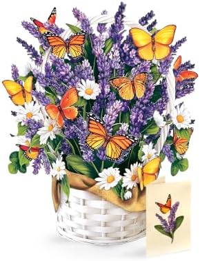 Freshcut Paper Pop Up Cards, Lavender & Butterflies, 12 Inch Life