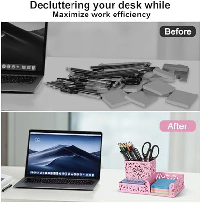 EasyPAG Desk Organizer 3 Compartment Pen Holder for Desk Office