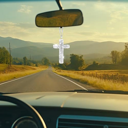Bling Car Rear View Mirror Accessories Hanging Pendant,Cross Crystal