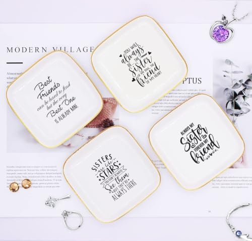 Soul Sisters Gifts,Sister Themed Ceramic Ring Holder Dish Jewelry Tray
