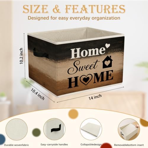 Home Sweet Home Farmhouse Foldable Storage Bins with Handles | Sweet