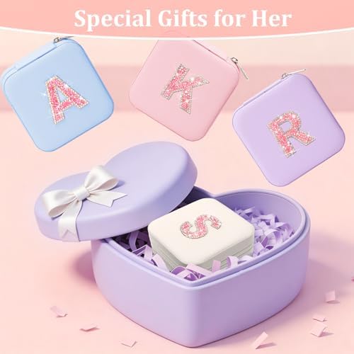Initial Personalized Travel Jewelry Box Case Small For Girls Kids