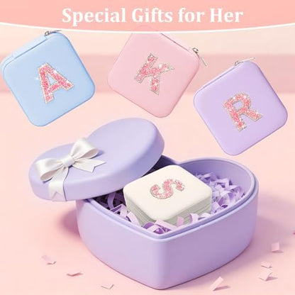 Initial Personalized Travel Jewelry Box Case Small For Girls Kids