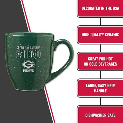 Rico Industries NFL Football #1 Dad 16 oz Team Color Laser Engraved