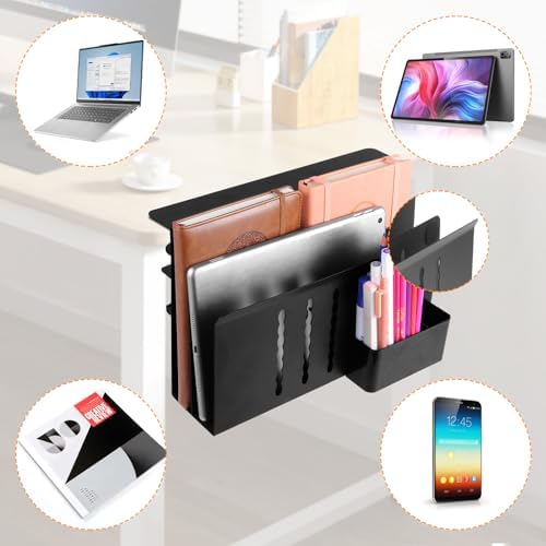 Desk Side Storage, 2 Tier Steel Hanging Organizer, No Drill Side Desk